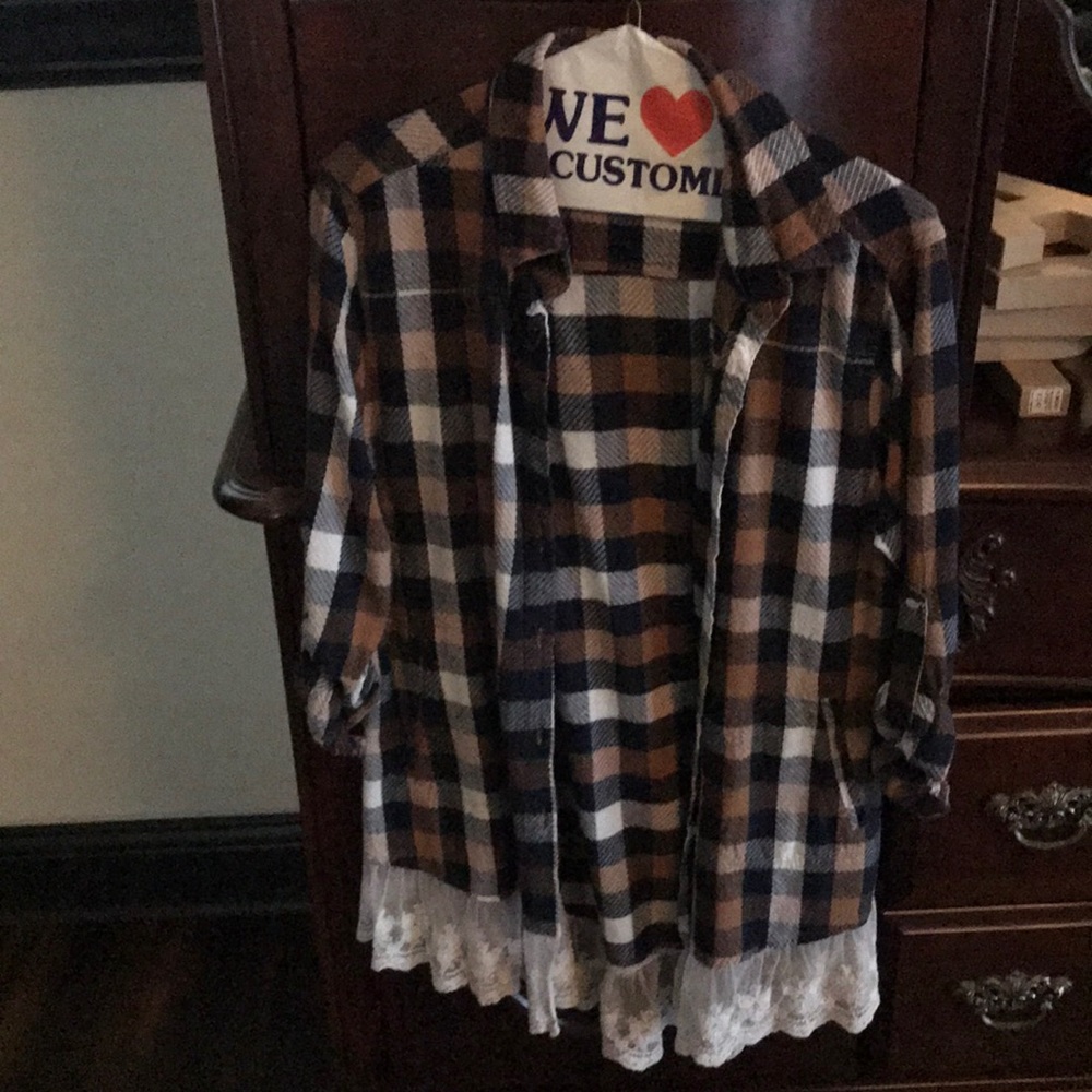 Longer button up top